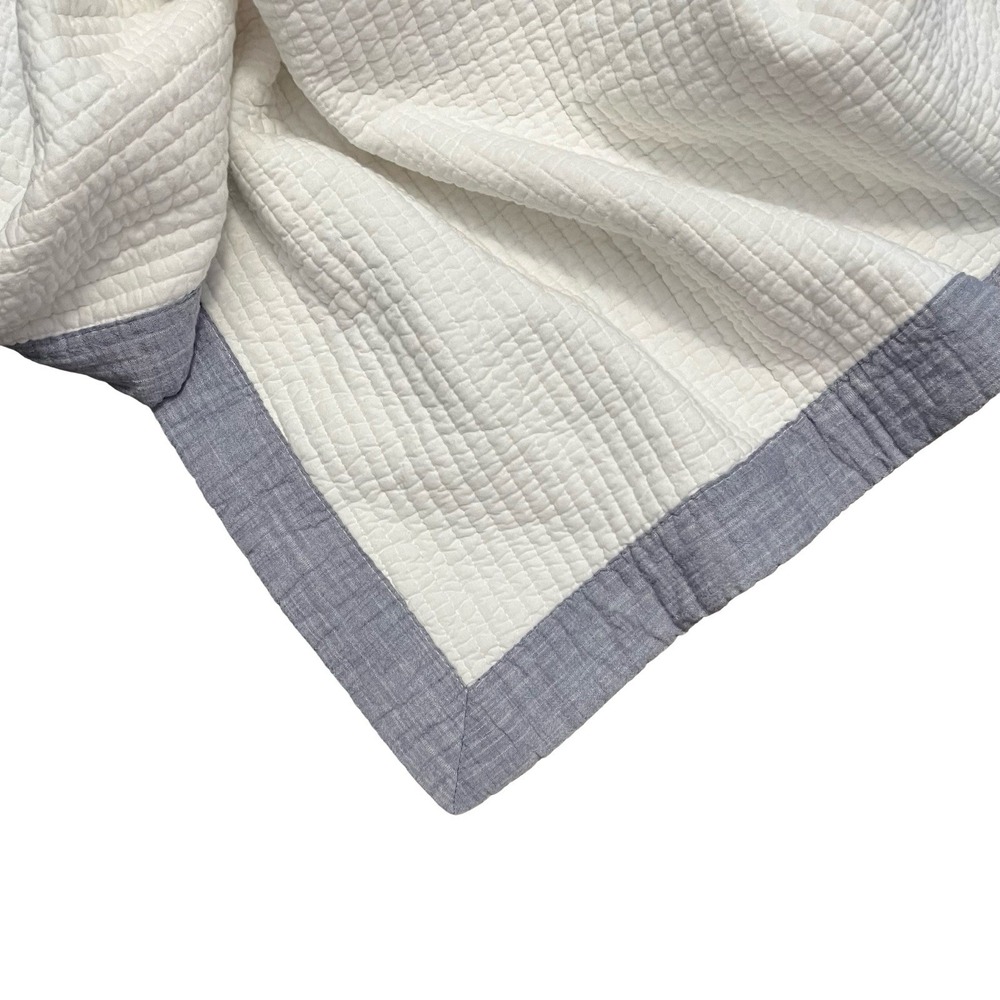 Tahari Home Queen Quilt 88x92 Ivory Gray Cotton Textured Modern Farmhouse - Picture 3 of 7